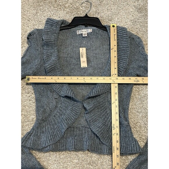 Decree Shrug Crochet Sweater Open Front Cropped Cardigan Top Blue Size Large - Picture 8 of 10